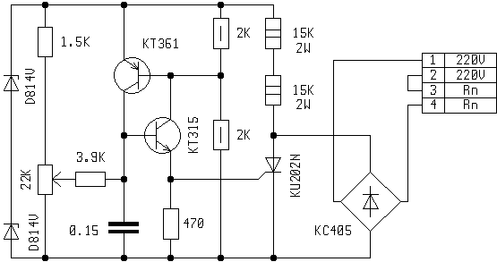 Регулятор мощности на двух тиристорах ку202н схема